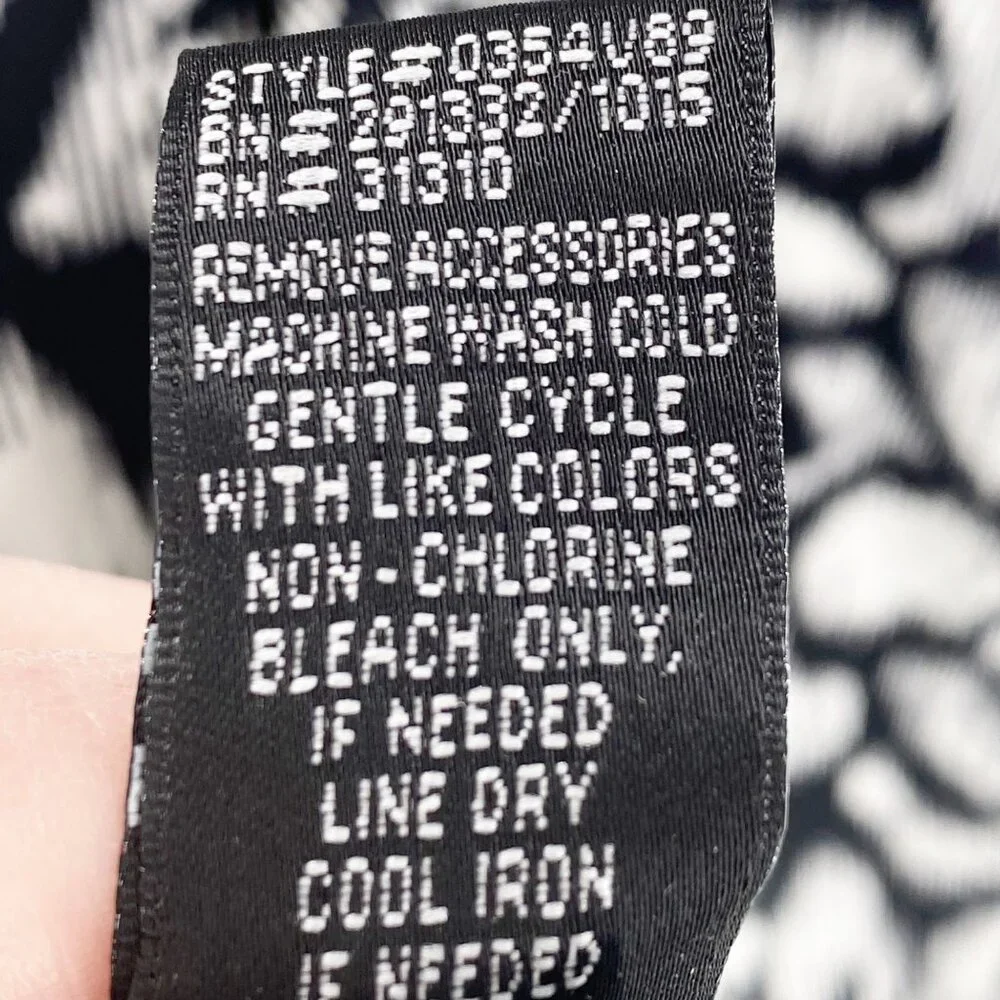 ALYX dress Black & White Pattern Belted Sheath Dress Zippered Back Size 10 - Picture 7 of 7